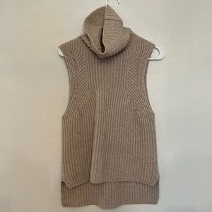 BARNEYS NY wool and yak blend funnel turtleneck sleeveless sweater s